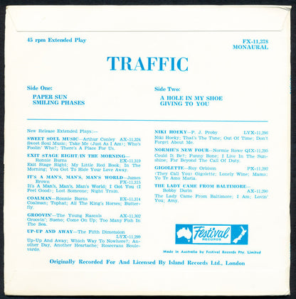 Traffic : Paper Sun & A Hole In My Shoe (7", EP, Mono)