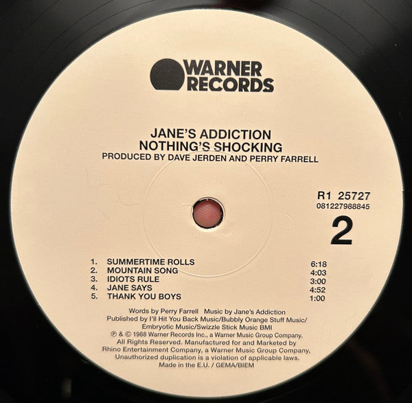 Jane's Addiction : Nothing's Shocking (LP, Album, RE, 180)