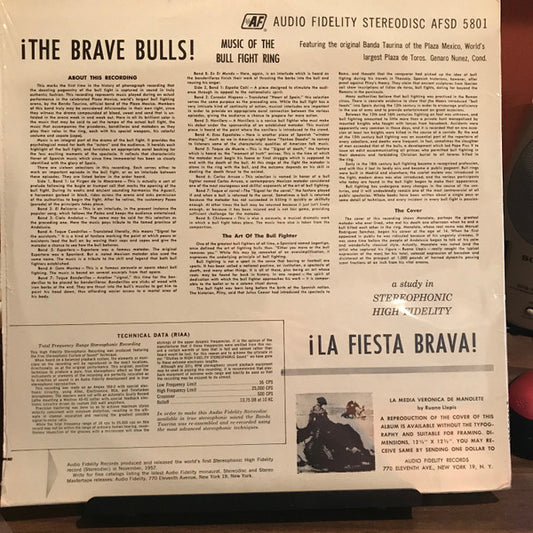 Banda Taurina : The Brave Bulls! Music Of The Bull Fight Ring (LP, Album, RE)