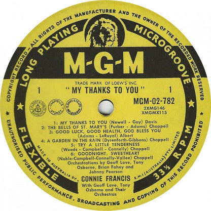 Connie Francis : My Thanks To You (LP, Album, Mono)