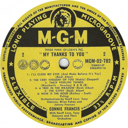Connie Francis : My Thanks To You (LP, Album, Mono)
