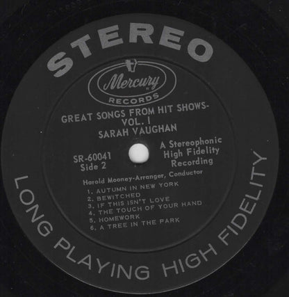 Sarah Vaughan : Great Songs From Hit Shows, Vol. 1 (LP)