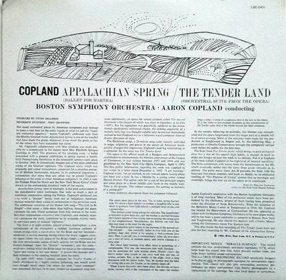 Aaron Copland / Boston Symphony Orchestra Conducted By Aaron Copland : Appalachian Spring / The Tender Land - Suite (LP, RE)