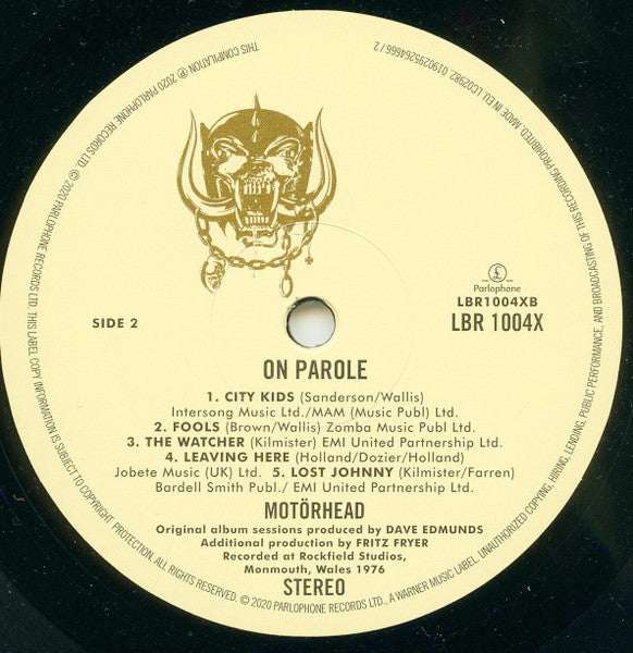 Motörhead : On Parole (LP, Album, RE + LP + RSD, Comp, RM, Exp)