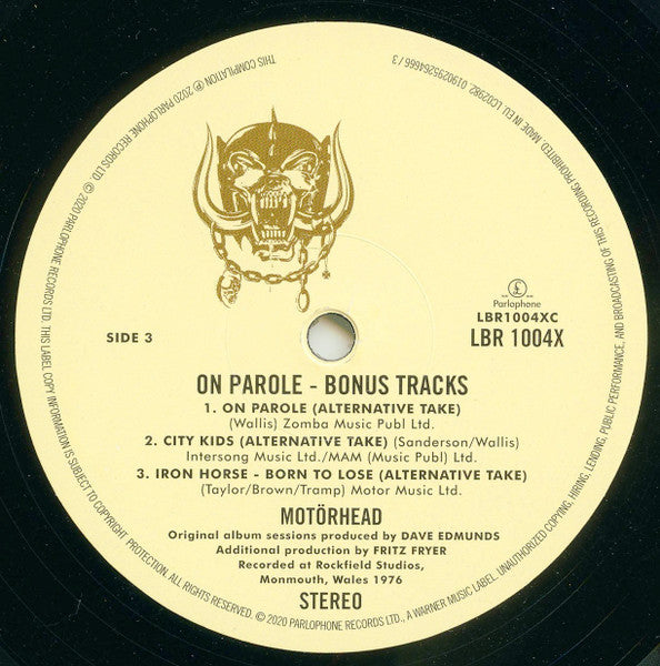 Motörhead : On Parole (LP, Album, RE + LP + RSD, Comp, RM, Exp)