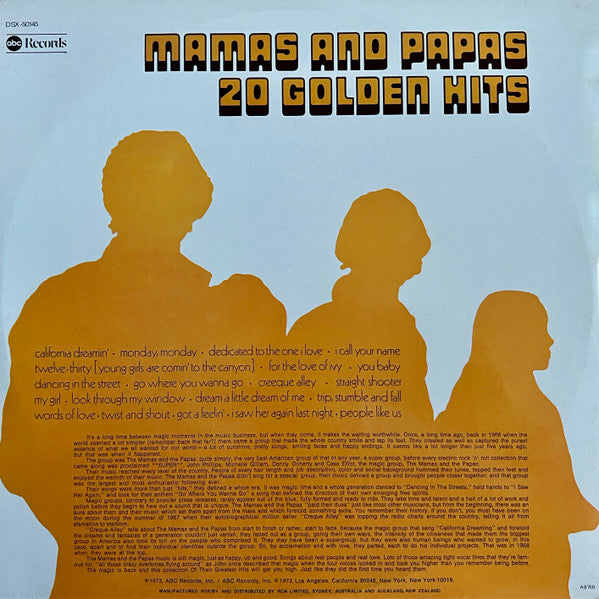 The Mamas & The Papas : 20 Golden Hits (2xLP, Comp)