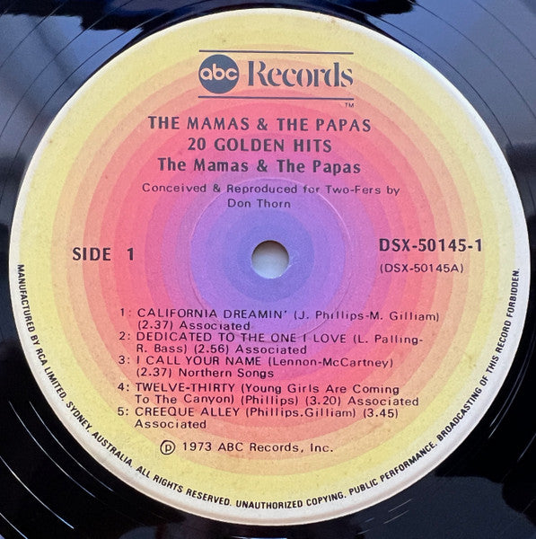 The Mamas & The Papas : 20 Golden Hits (2xLP, Comp)
