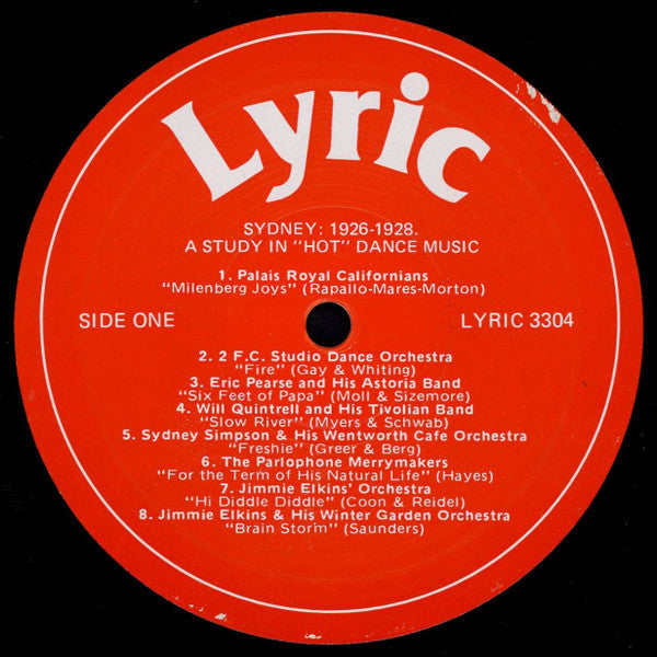 Various : Sydney 1926-28 - A Study In 'Hot' Dance Music (LP, Comp)