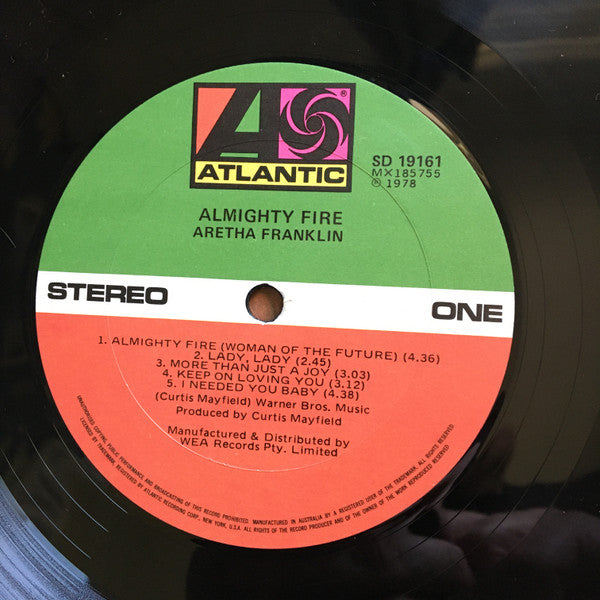 Aretha Franklin : Almighty Fire (LP, Album, Pre)