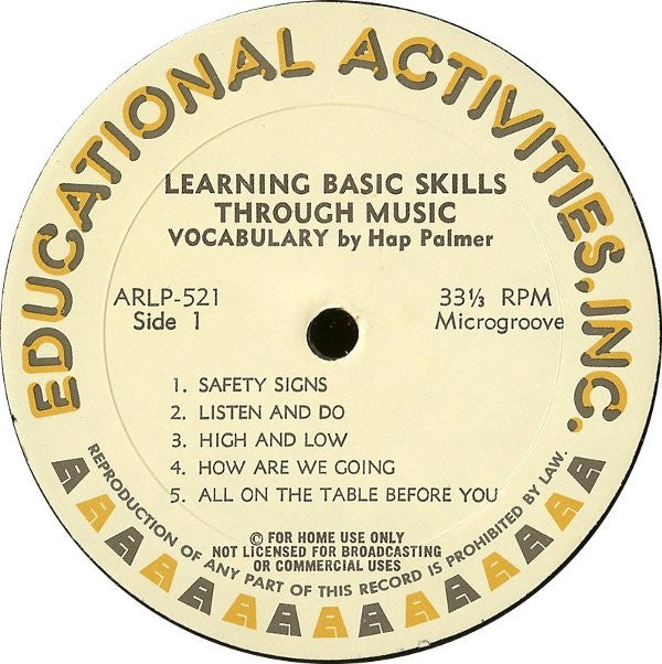 Hap Palmer : Learning Basic Skills Through Music : Vocabulary (LP, Album)