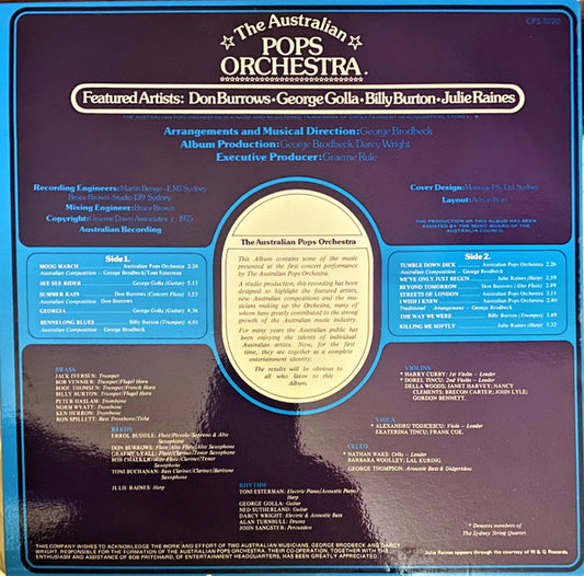 The Australian Pops Orchestra, Don Burrows, George Golla, Billy Burton, Julie Raines : The Australian Pops Orchestra (LP, Album)