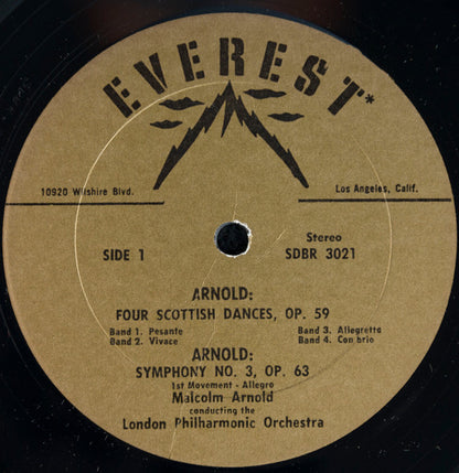 Malcolm Arnold Conducts London Philharmonic Orchestra : Four Scottish Dances, Op. 59 And Symphony No. 3, Op. 63 (LP, Album, RP, Gol)