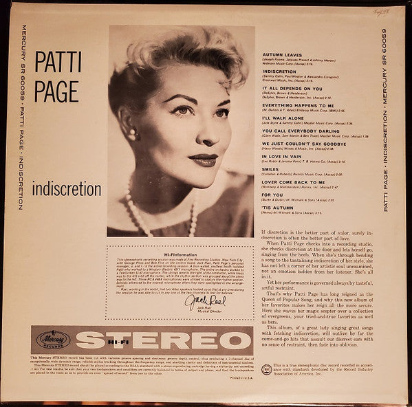 Patti Page : Indiscretion (LP, Album)