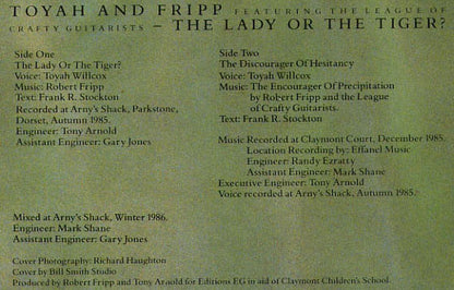 Toyah And Robert Fripp Featuring The League Of Crafty Guitarists : The Lady Or The Tiger? (LP, Album)