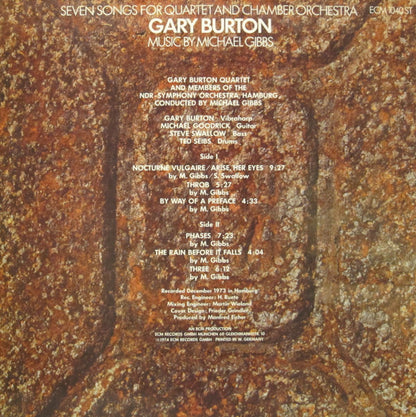 Gary Burton : Seven Songs For Quartet And Chamber Orchestra (LP, Album)
