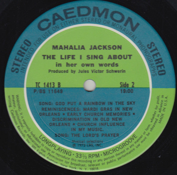 Mahalia Jackson : The Life I Sing About (LP, Comp)