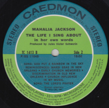 Mahalia Jackson : The Life I Sing About (LP, Comp)