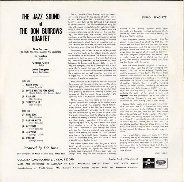 The Don Burrows Quartet : The Jazz Sound Of The Don Burrows Quartet (LP, Album, RE)