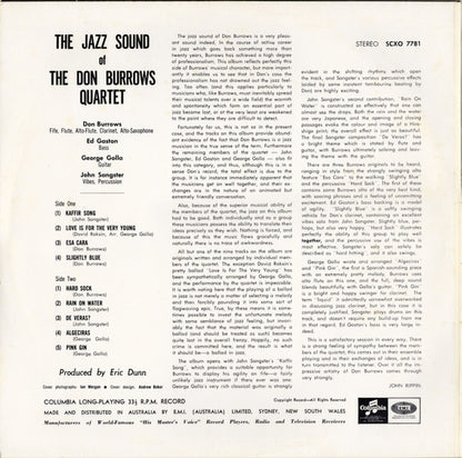 The Don Burrows Quartet : The Jazz Sound Of The Don Burrows Quartet (LP, Album, RE)