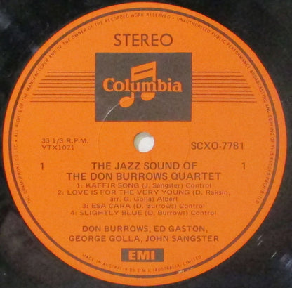 The Don Burrows Quartet : The Jazz Sound Of The Don Burrows Quartet (LP, Album, RE)