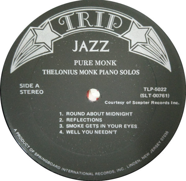 Thelonius Monk* : Pure Monk: Thelonius Monk Piano Solos (LP, Album, RE)