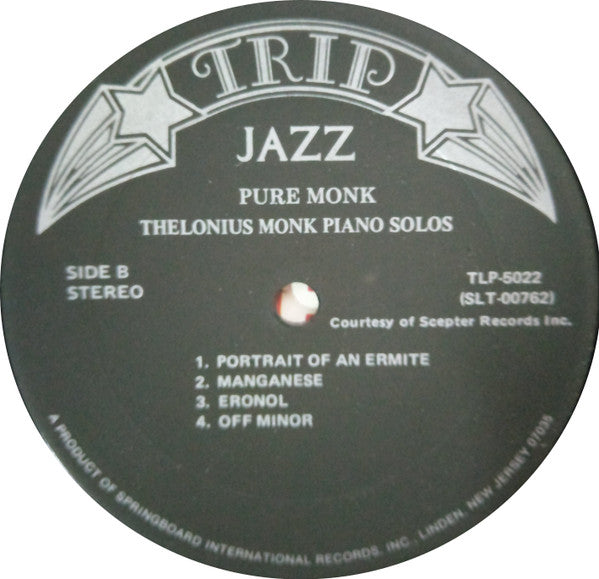 Thelonius Monk* : Pure Monk: Thelonius Monk Piano Solos (LP, Album, RE)