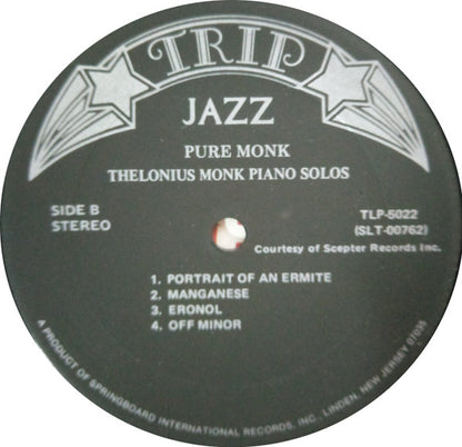 Thelonius Monk* : Pure Monk: Thelonius Monk Piano Solos (LP, Album, RE)
