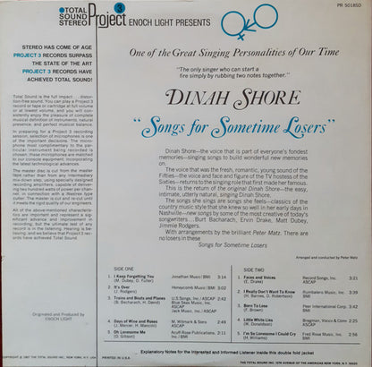 Dinah Shore : Songs For Sometime Losers (LP, Album)