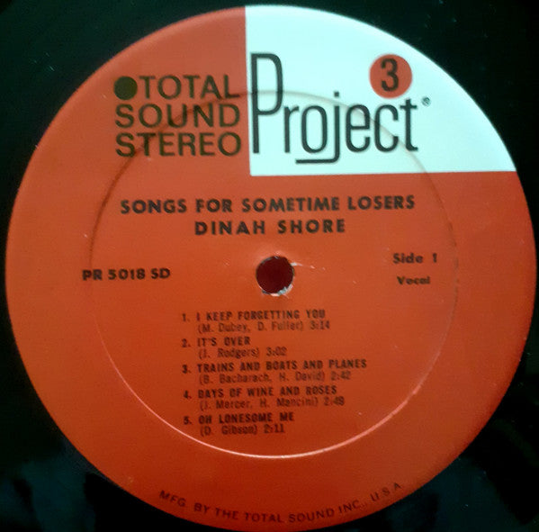 Dinah Shore : Songs For Sometime Losers (LP, Album)