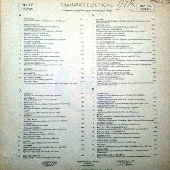 Frank Gartner : Dramatics Electronic (LP)