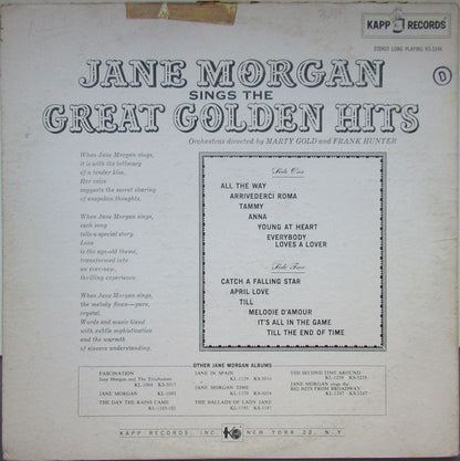Jane Morgan : Jane Morgan Sings The Great Golden Hits (LP, Album)