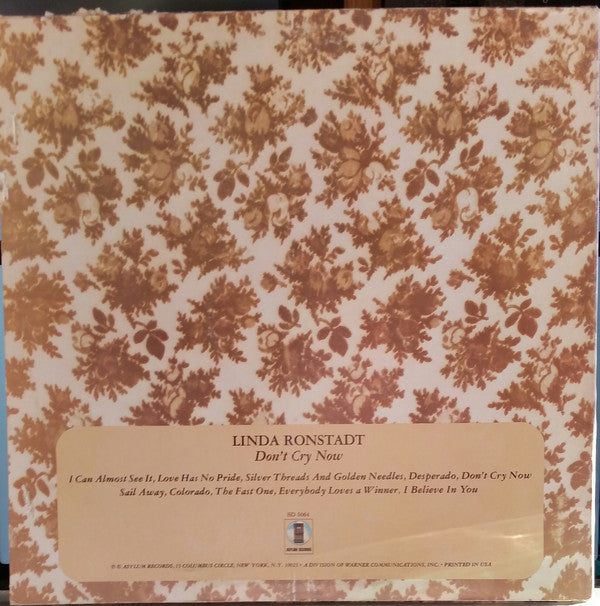 Linda Ronstadt : Don't Cry Now (LP, Album)