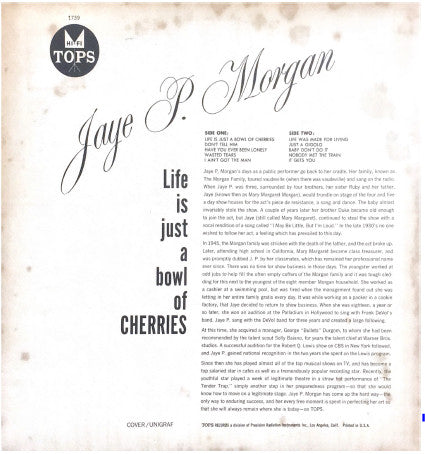 Jaye P. Morgan : Life Is Just A Bowl Of Cherries   (LP, Mono, Bla)