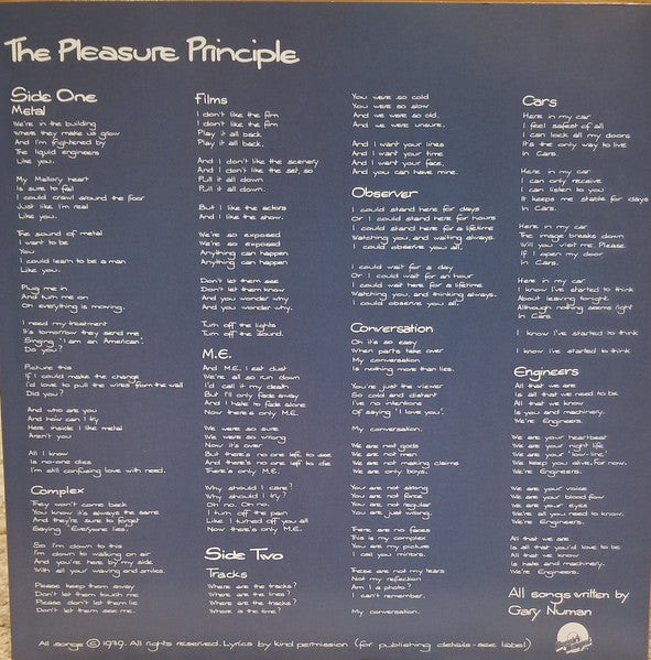 Gary Numan : The Pleasure Principle (LP, Album, RE, RM)