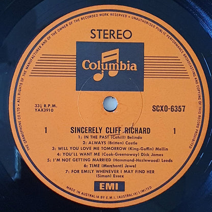 Cliff Richard : Sincerely Cliff Richard (LP, Album)