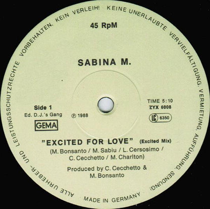 Sabina M. : Excited For Love (12")