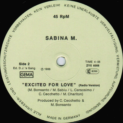 Sabina M. : Excited For Love (12")