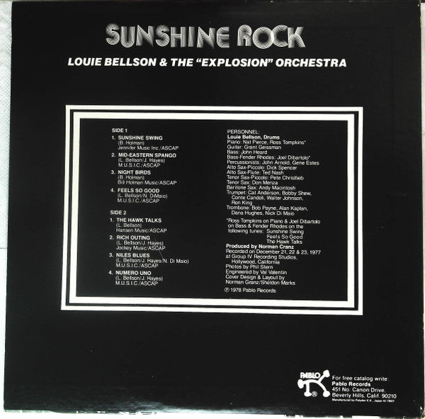 The Louie Bellson Drum Explosion : Sunshine Rock (LP, Album, Promo)