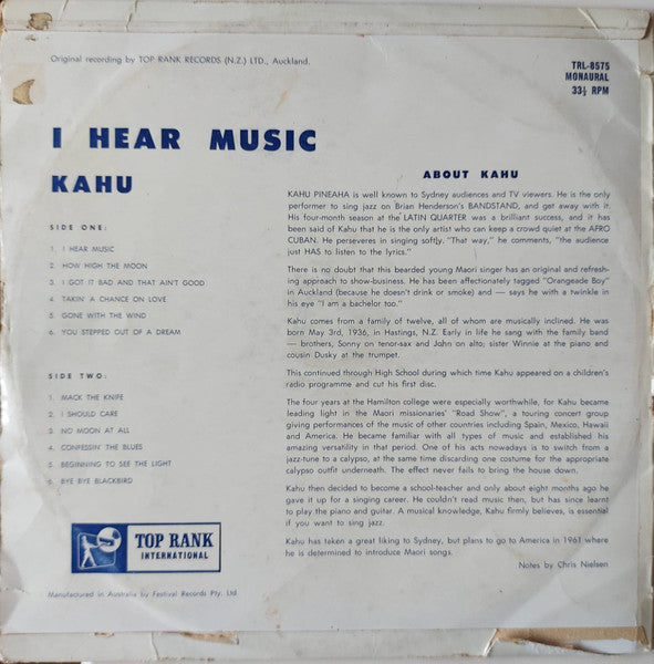 Kahu* : I Hear Music (LP, Album, Mono)
