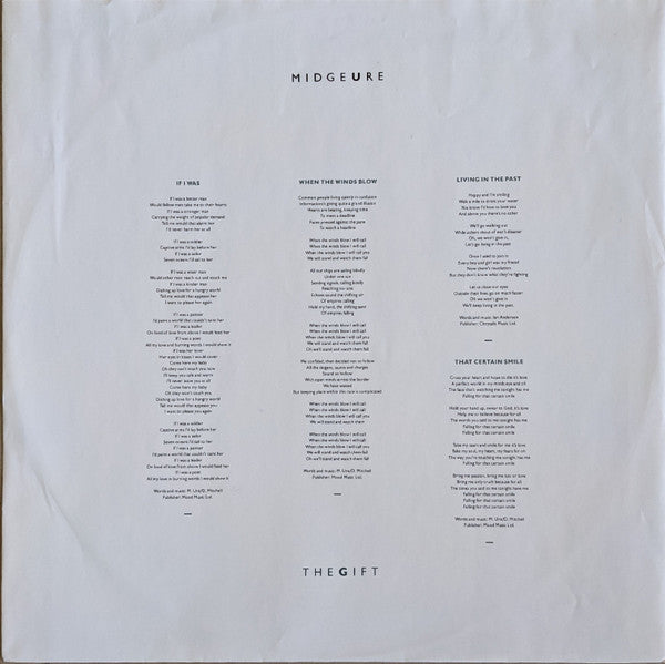 Midge Ure : The Gift (LP, Album, S/Edition, Bon)