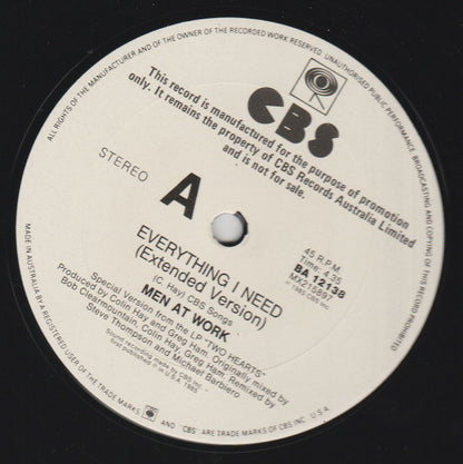 Men At Work : Everything I Need (12", Single, Promo)
