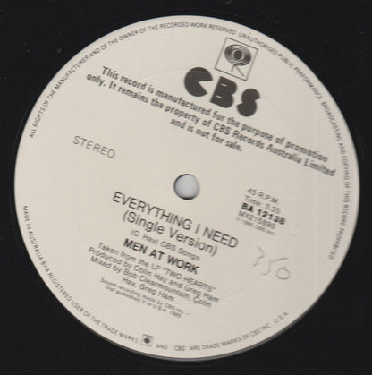 Men At Work : Everything I Need (12", Single, Promo)