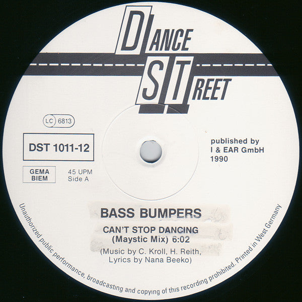 Bass Bumpers : Can't Stop Dancing (12", Maxi)