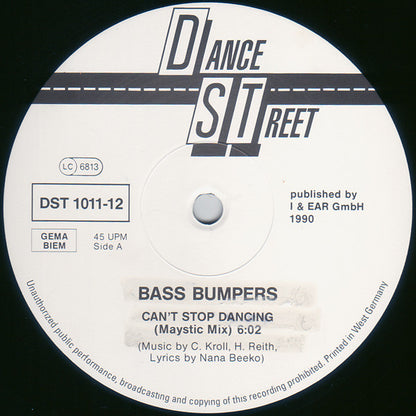 Bass Bumpers : Can't Stop Dancing (12", Maxi)