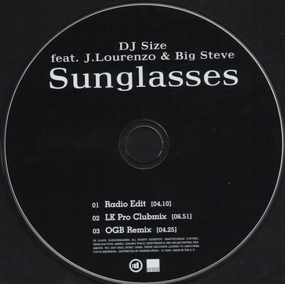DJ Size feat. J. Lourenzo & Big Steve (3) : Sunglasses (CD, Single, Promo)