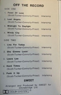 The Sweet : Off The Record (Cass, Album)