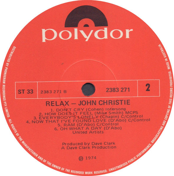 John Christie : Relax (LP, Gat)