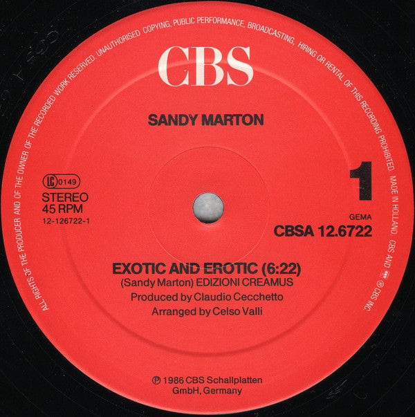 Sandy Marton : Exotic And Erotic (12", Maxi)