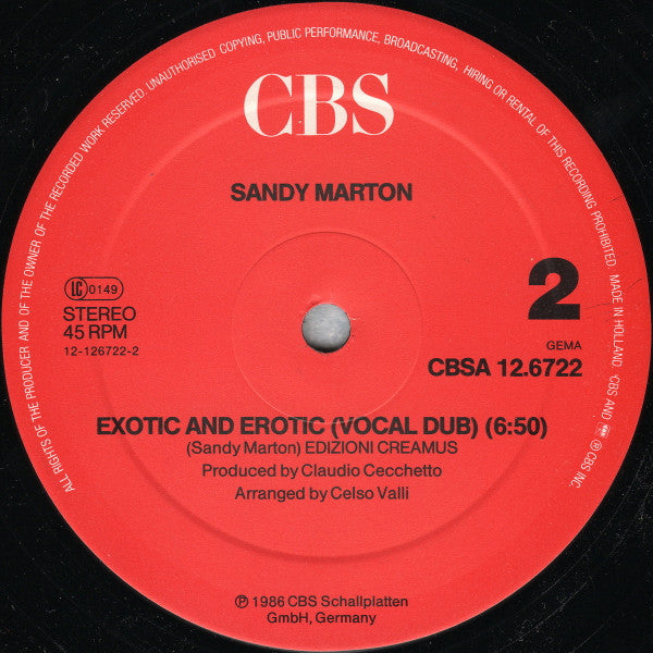 Sandy Marton : Exotic And Erotic (12", Maxi)