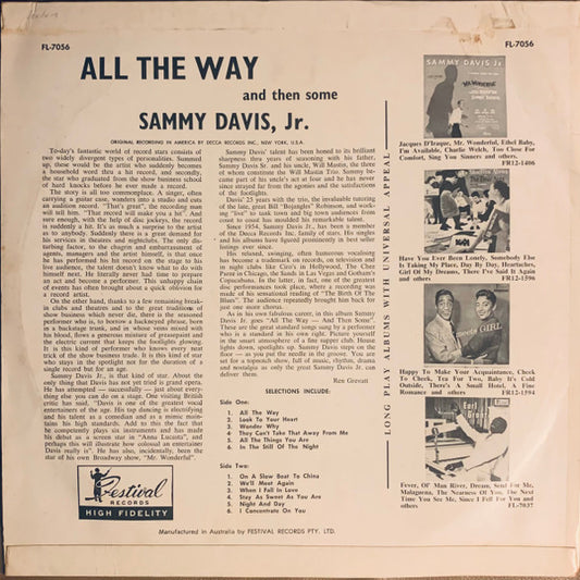 Sammy Davis Jr. : All The Way...And Then Some! (LP, Album, Mono)